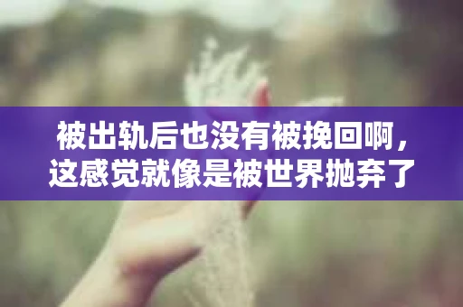被出轨后也没有被挽回啊，这感觉就像是被世界抛弃了一样。我曾经也经历过这样的事情，那种心如刀割的痛，至今仍记忆犹新。今天，我想和大家聊聊这个话题，希望能给那些正在经历或者曾经经历过类似痛苦的人一些安慰和帮助。
