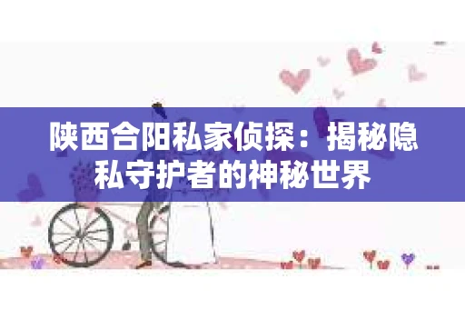 陕西合阳私家侦探：揭秘隐私守护者的神秘世界