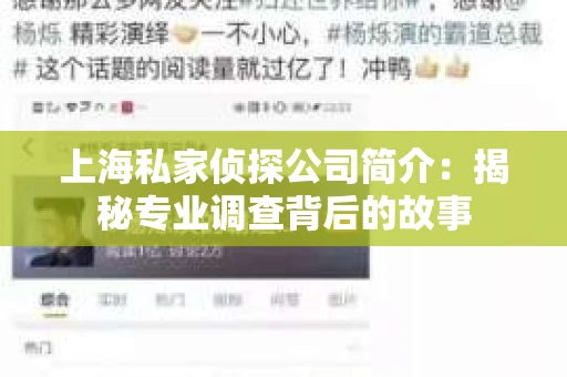 上海私家侦探公司简介：揭秘专业调查背后的故事