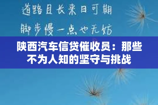 陕西汽车信贷催收员：那些不为人知的坚守与挑战