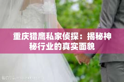 重庆猎鹰私家侦探：揭秘神秘行业的真实面貌